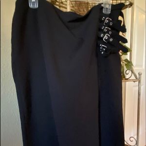Black pencil skirt with cool buckles